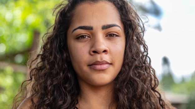 Beauty portrait of african american woman with afro hairstyle