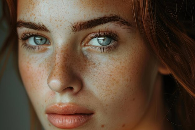 Beauty portrait of female face with natural skin