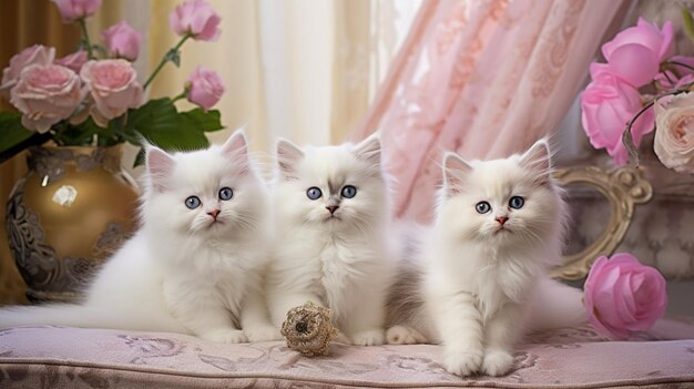 The Beauty of a Ragdoll Cat in a Pink Mediterranean Ambiance