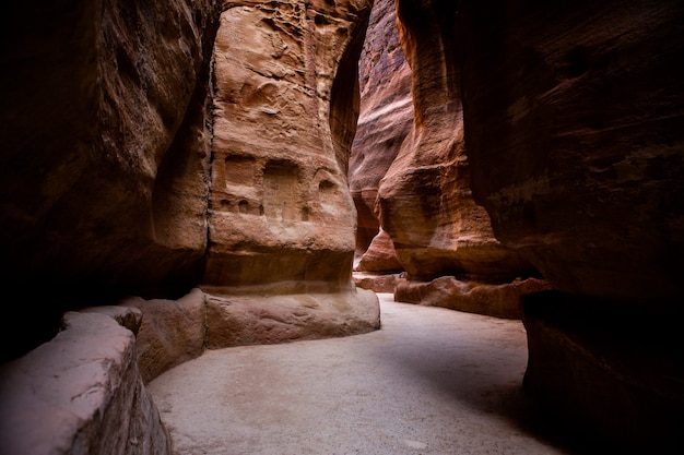 Beauty of rocks and ancient architecture in Petra Jordan Ancient temple in Petra Jordan