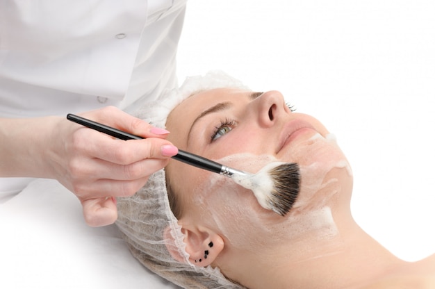 Beauty salon, facial mask applying