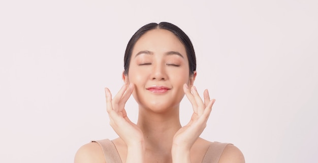 beauty and skin concept young asian woman beauty face make up for skincare cosmetic