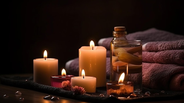 Beauty spa treatment with candles Al generated