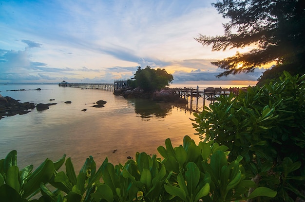 Beauty sunrise  on beach  Batam Island