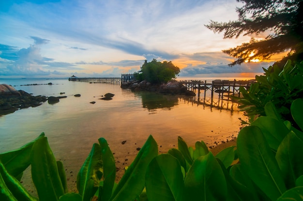 Beauty sunrise in turi beach batam island