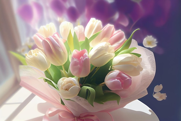 Beauty wedding bouquet with tulip AI Generated