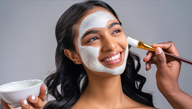 Beauty and Wellness Indian Woman Experiencing Professional Facial Care