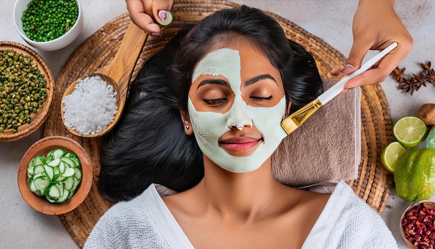 Beauty and Wellness Indian Woman Experiencing Professional Facial Care