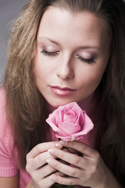 Beauty woman on grey background