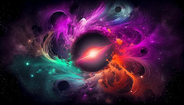 The beauty and wonder of outer space with a rainbowcolored burst of light and energy Generative AI Illustration