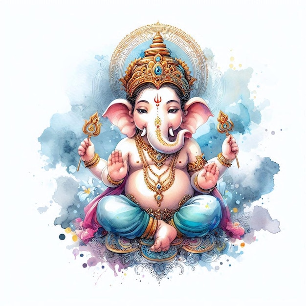 beautyful lord ganesha watercolor ai generated images