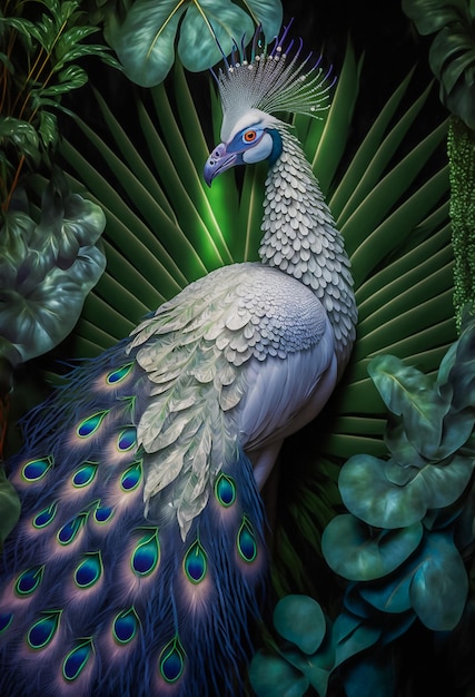 Beautyful Peacock with tail in plume spread AI Generated