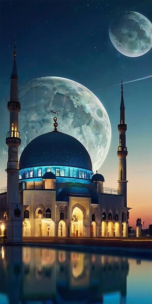 Beautyful Romadan Mosque Eid Alfitr Moon With a Background Wallpaper