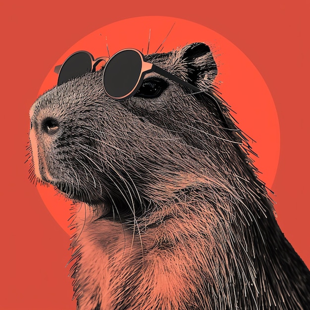 Photo a beaver wearing sunglasses and a pair of glasses