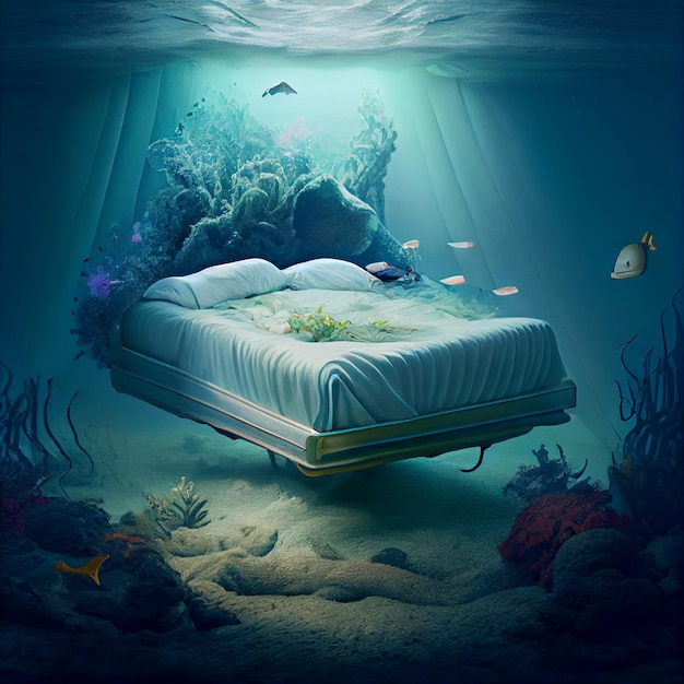 Bed on the seabed or ocean floor