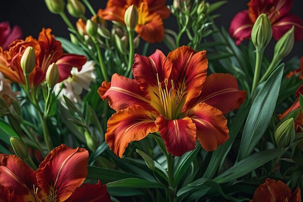 Bed of vibrant alstroemerias