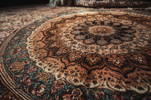 A bed with a floral rug on it and a pillowcase with the word love on it.