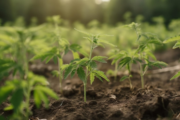 A bed with plants on the field AI Generated