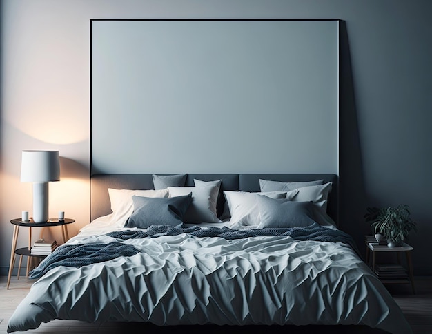 Bedhead in simple bedroom interior