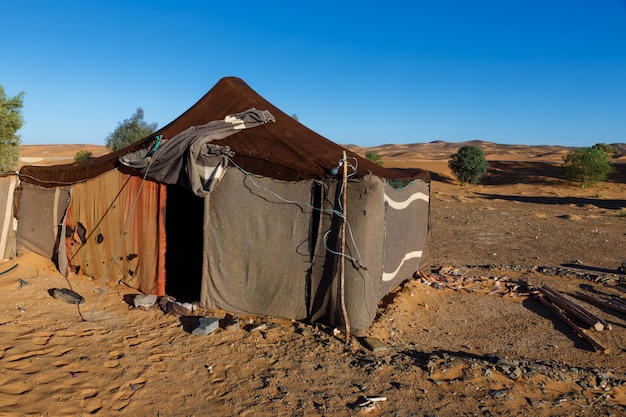 The bedouins tent in the sahara desert, morocco