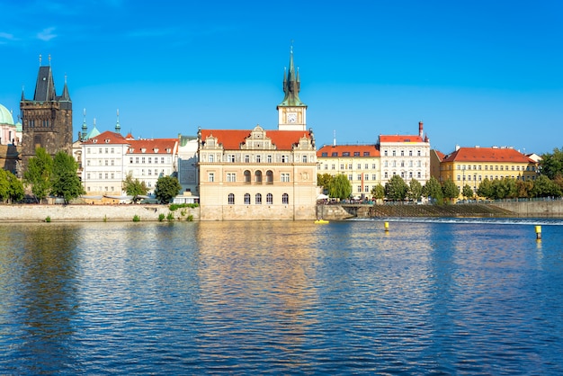 Bedrich Smeatana museum on the right bank of the river Vltava. Old Town of Prague, Czech Republic