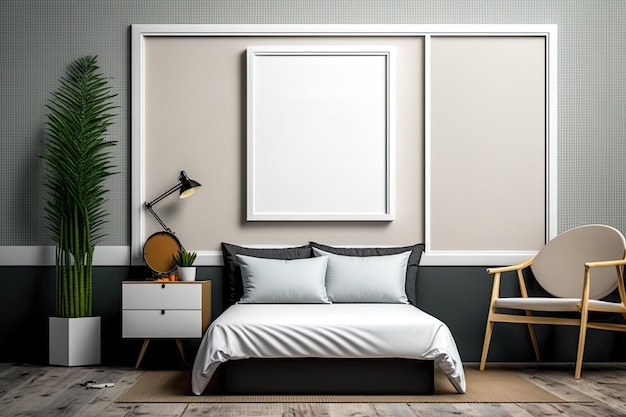 The bedroom background mockup poster frame