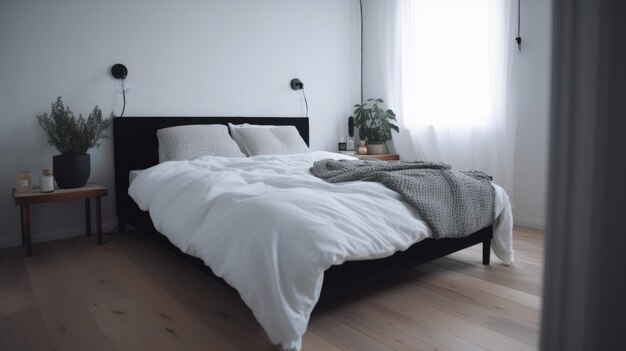 Bedroom decor home interior design Scandinavian Modern style