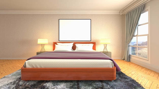 Bedroom interior decoration illustration concept