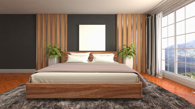 Bedroom interior decoration illustration concept