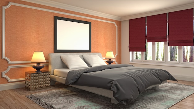 Bedroom interior decoration illustration concept