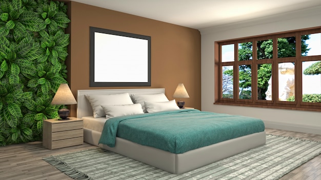 Bedroom interior decoration illustration concept