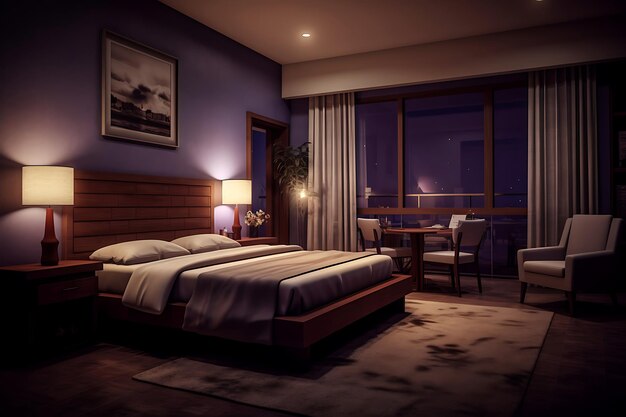 Bedroom Interior Design 3D Rendering