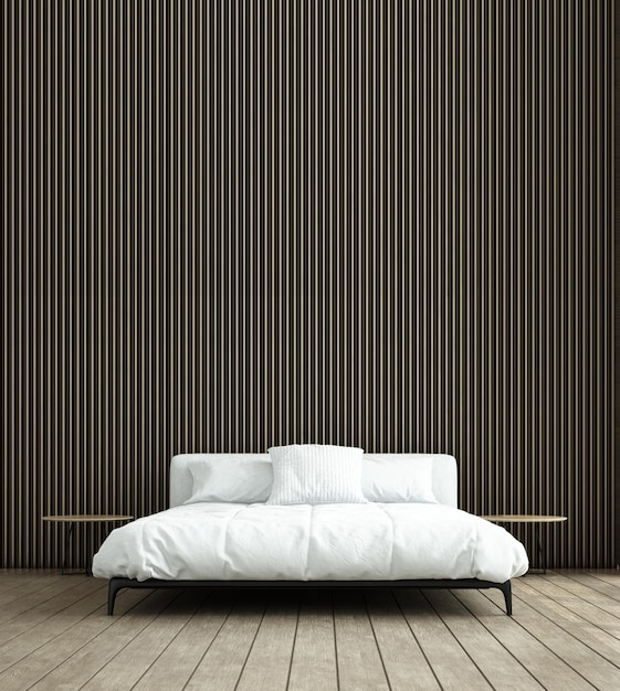 The bedroom interior design and empty pattern wall background