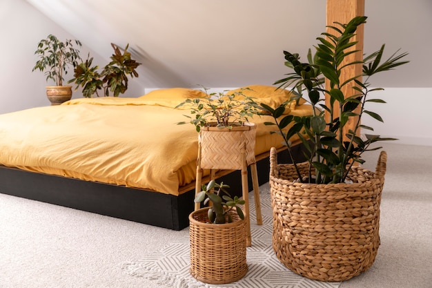 Bedroom interior design with plants