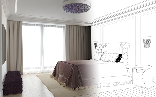 bedroom, interior visualization, 3D illustration