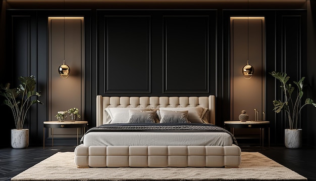 bedroom in modern style UHD Wallpaper