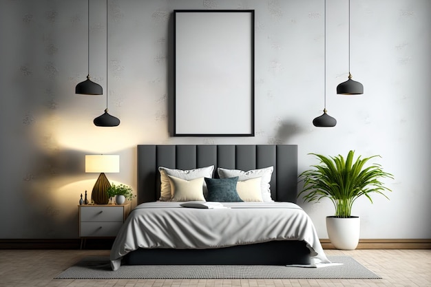 Bedroom Wall Mockup in the Interior