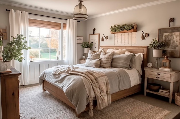 A bedroom with a bed and a window that says'the bed is in the middle '