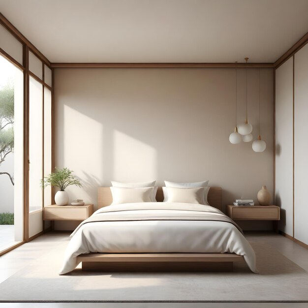 a bedroom with a bed and a window with a view of the outside