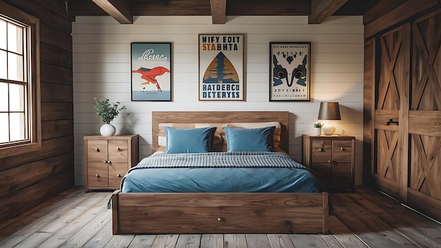 a bedroom with a poster that saysthe word quot the way quot