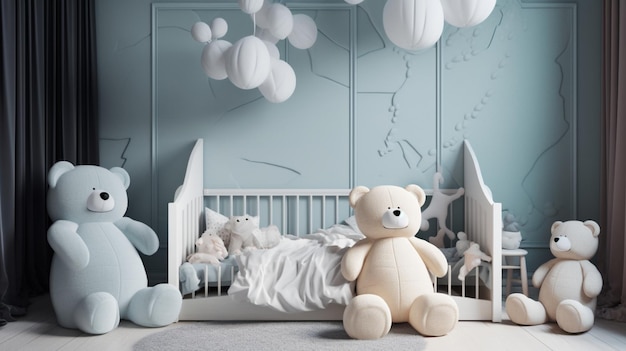 A bedsheed design with light colors tedy bear