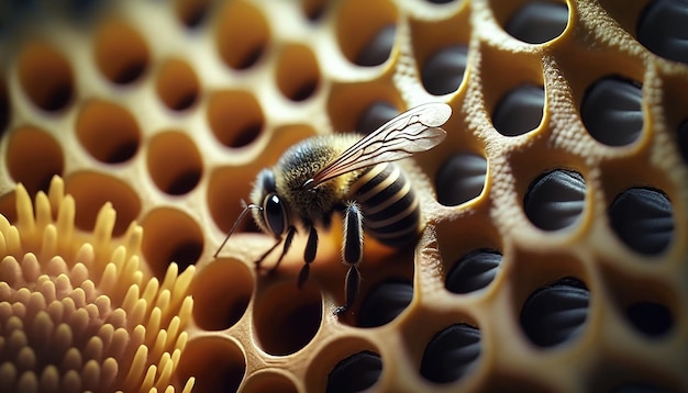 The bee carries pollen to the hive Generative AI