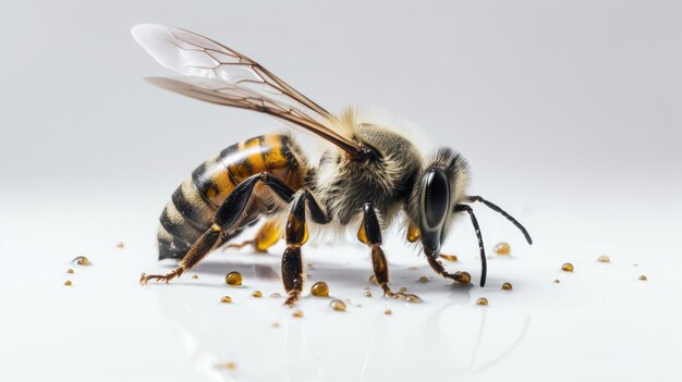 Bee Close up on white Background