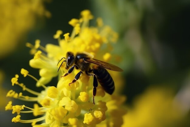 Bee collect nectar in sunny day Generate Ai