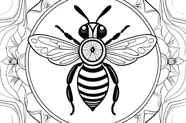 Photo bee coloring book for kids vector illustration