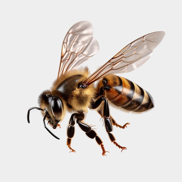 Bee in Flight on Transparent Background