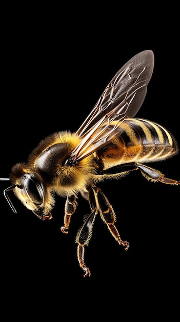 Bee in Flight on Transparent Background