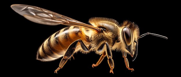 Bee in Flight on Transparent Background