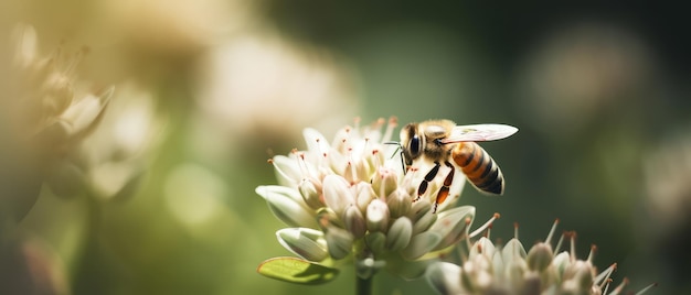 Bee on a flower Generative AI