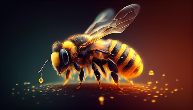 Bee flying in search of its pollen generative AI